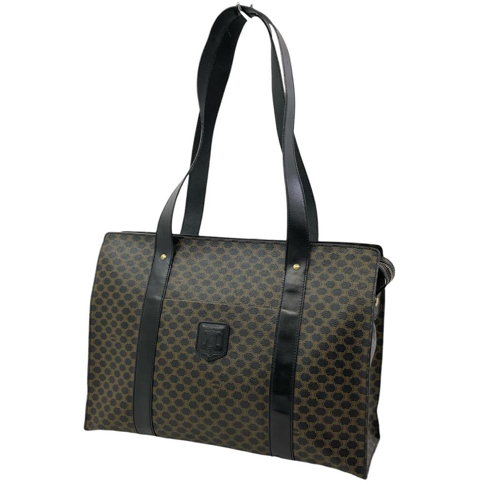 Celine Macadam Tote Bag Black x Brown